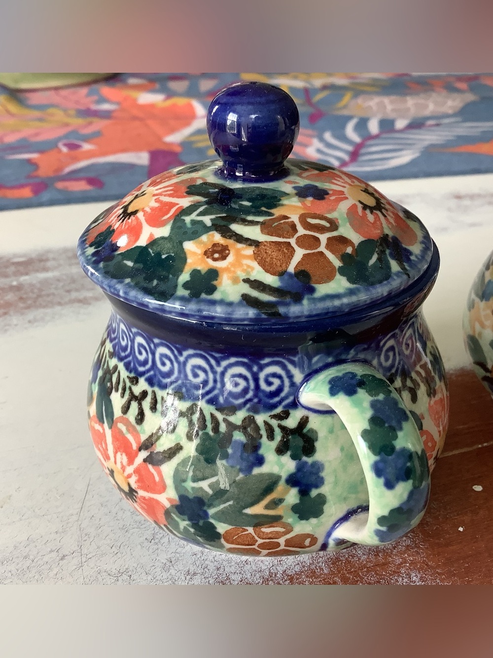 Polish Pottery UNIKAT Sugar And Creamer Floral - Picture 4 of 10